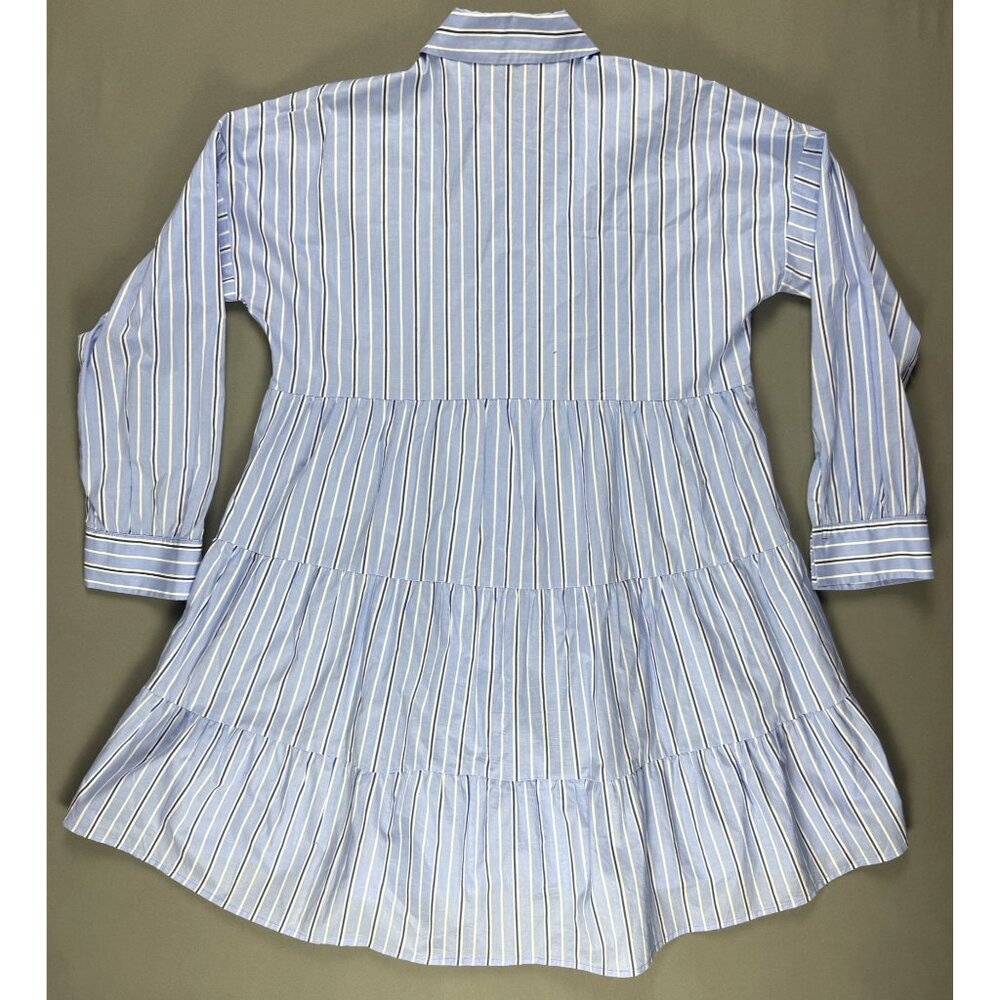 Tuckernuck Pomander Place Shades of Blue Stripe Cara Dress Shirt Mini Preppy S - Picture 4 of 8